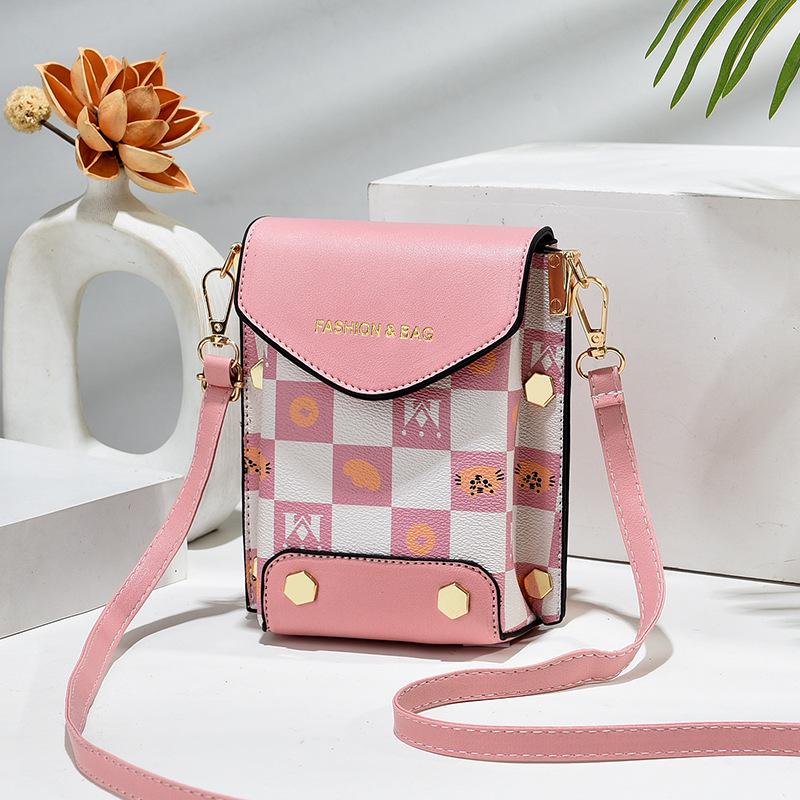 2024 Damska Transgraniczna Torba na Telefon Komórkowy o Dużej Pojemności: Torba listonoszka z podwójną komorą, wysokiej klasy, pionowa, prosta.