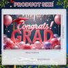 Graduation Ceremony Banner Colorful Balloons Congratulatory Display Grad Party Banner Congrats Lettering Grad Photo Background