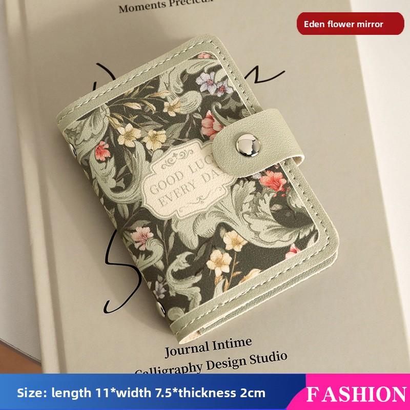 Flower Oil Painting Card Bag, Female Access Control Card, Retro Wind Multi-card Bank Card Certificate, Large-capacity Card Bag