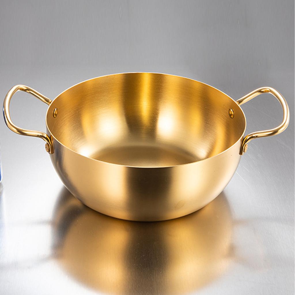 Korea Ramen Pot Stainless Steel Double Handle Fast Heating Ramen Noodle Cooking Pot for Induction Cooker