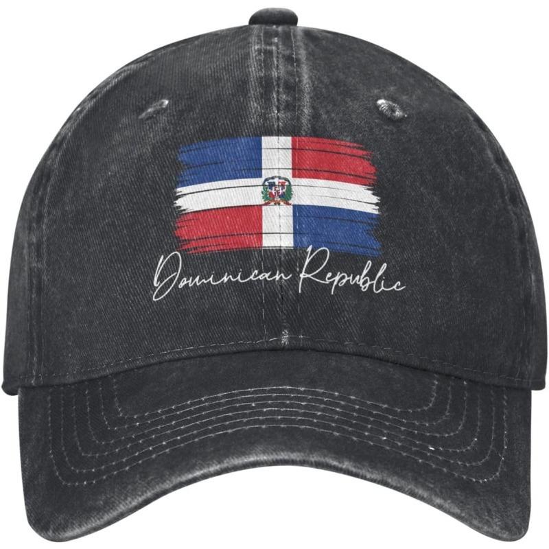 Dominican Republic Flag Baseball Cap with Dominican Republic Lettering Coat of Arms Emblem Adjustable Snapback Hat Adjustable