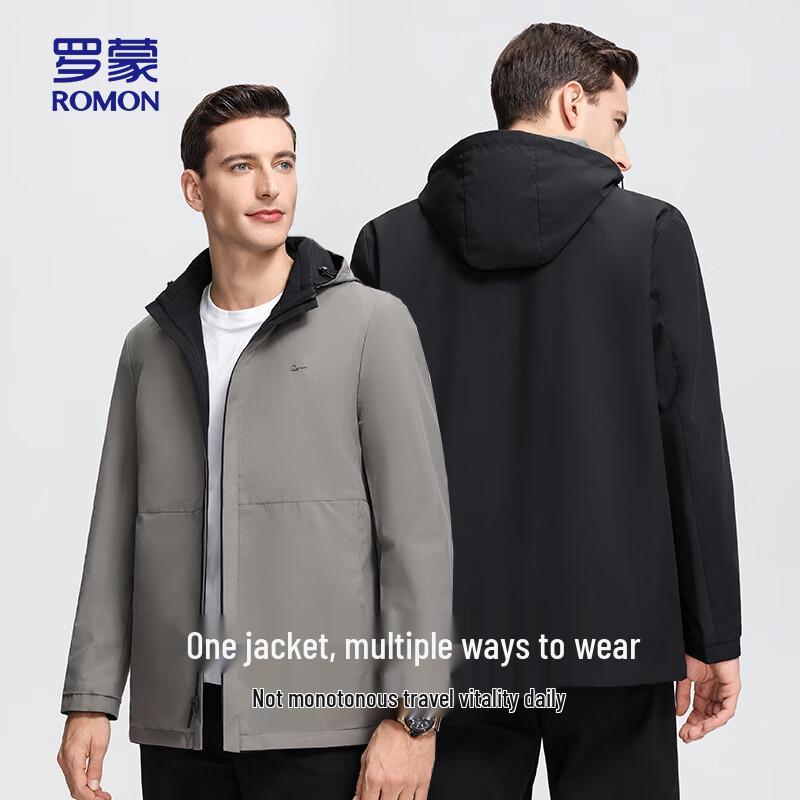 ROMON Men's Reversible Jacket with Detachable Hood (Model 25031)