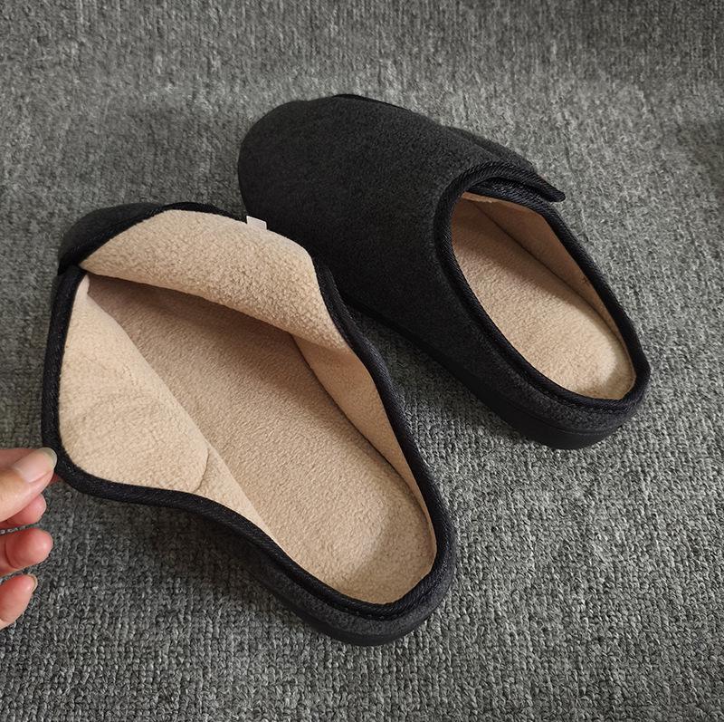 Adjustable Fleece-Lined Postoperative Foot Slippers for Swelling & Wide Feet