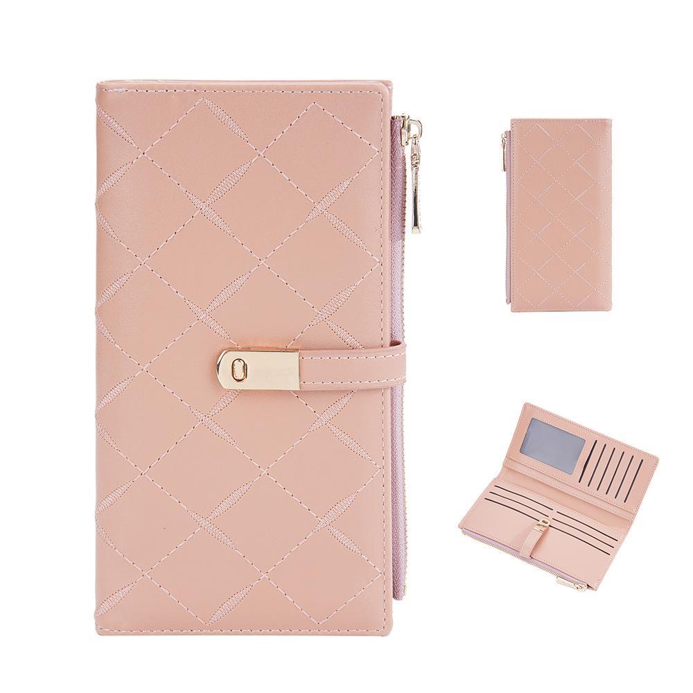 Women's Long Purse Hasp Closure Wallet Multi-card Slots Billfold Fashion Cell Phone Bag Zipper Coin Purse Card Holder Pu Leather Clutch Bag