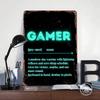 Gamer Definition Neonschild Blechschild Poster Personalisierte Wandkunst Retro Vintage Metallschilder für Man Cave Heimdekorationen Dekor