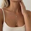 Stainless Steel Gold Color Zircon Flower Long Chain Drop Necklaces for Women Simple Metal Tassel Choker Party Aesthetics Jewelry