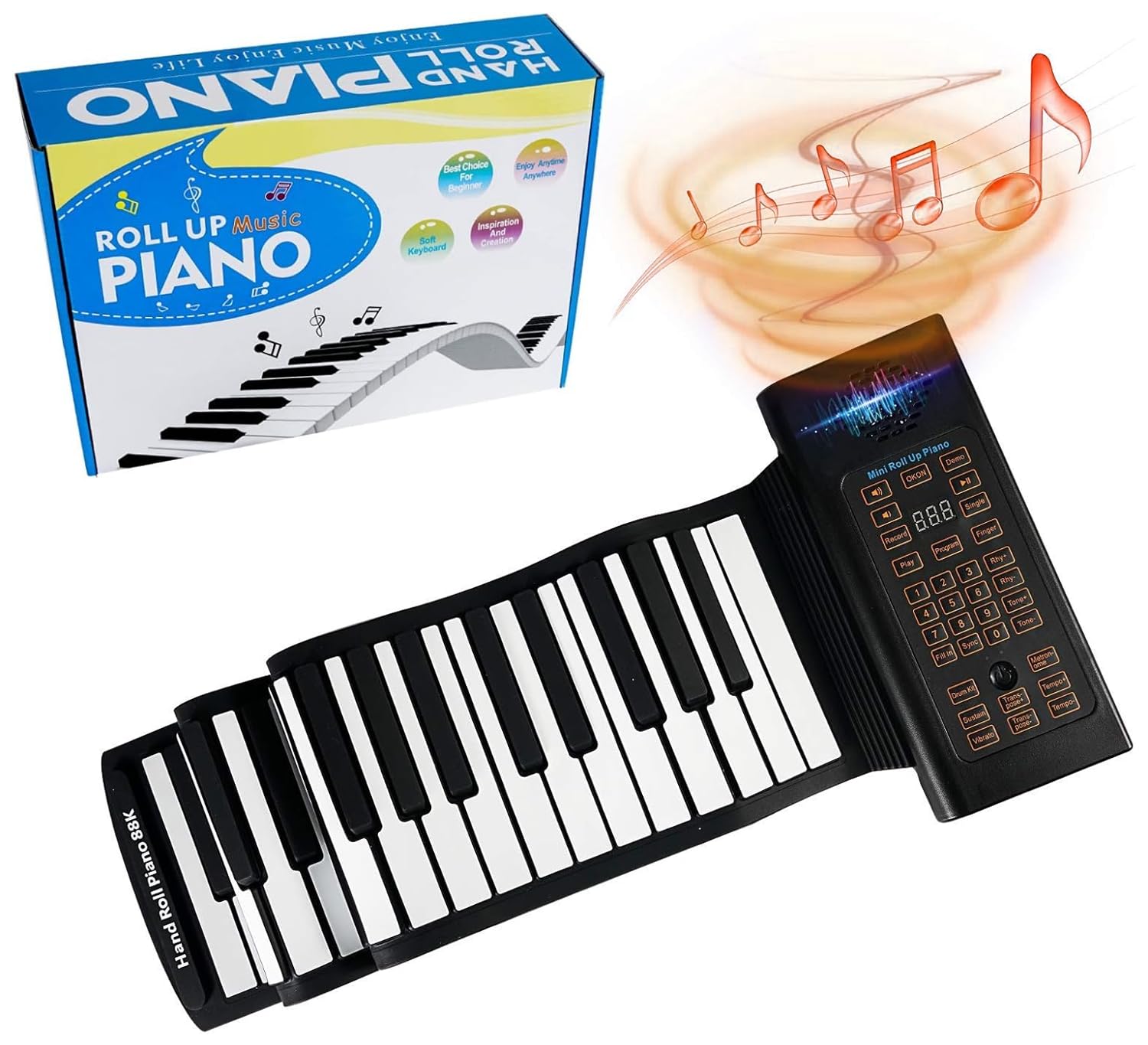 

Yumcute Электронное пианино с японскими складными наушниками и микрофоном, музыкальный инструмент для и японская инструкция в комплекте, сворачивающееся пианино,