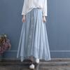 2024 Summer Women's Fairy Hanfu Dress with Embroidery and Frog Buttons - Retro Chiffon Midi Skirt.