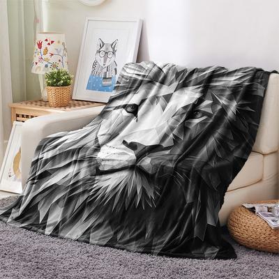 Folding Lion Print Flannel Blanket, High Quality Comfortable for All Seasons, Home Decor, Warmth and Comfort, Perfect for Christmas Gifts