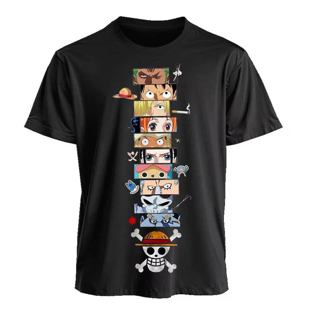 

One Piece 2026 New Hot Anime Luffy Zoro Ace T Shirt Unisex 2026 Summer Cotton Short Sleeve Graphic Tee Harajuku Vintage Casual Tops S
