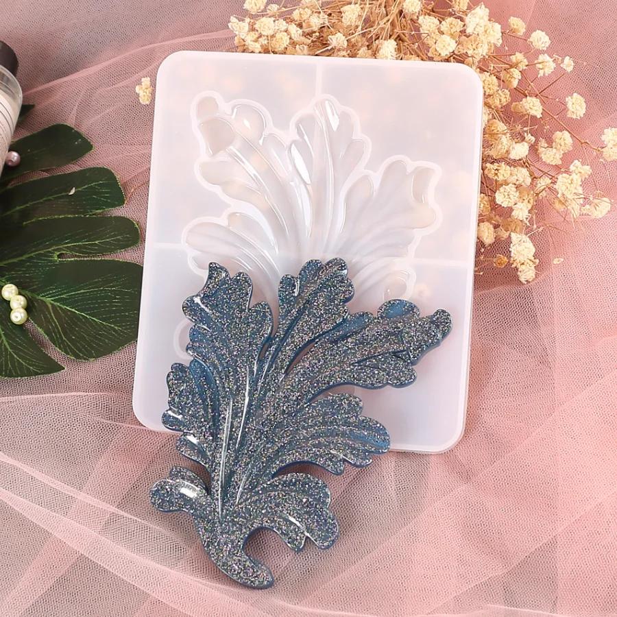 1pcs Diy Crystal Resin Leaf Silicone Mold, Rose Leaf Mirror Surface Handmade Decorative Silicone Mold