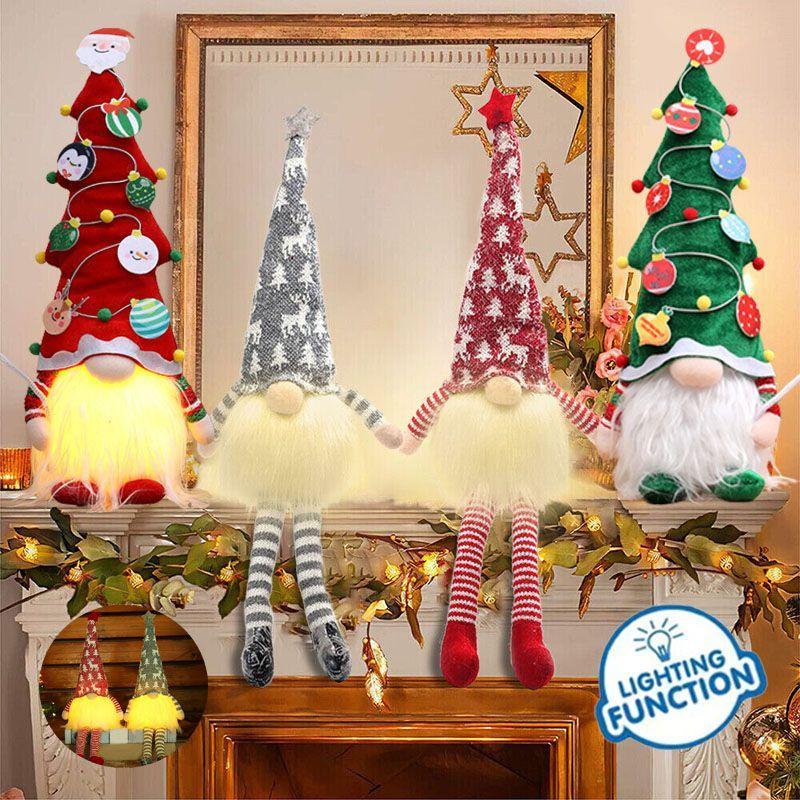 Incredibly Soft Christmas Gnomes With Led Lights Plush Dolls Xmas Ornament