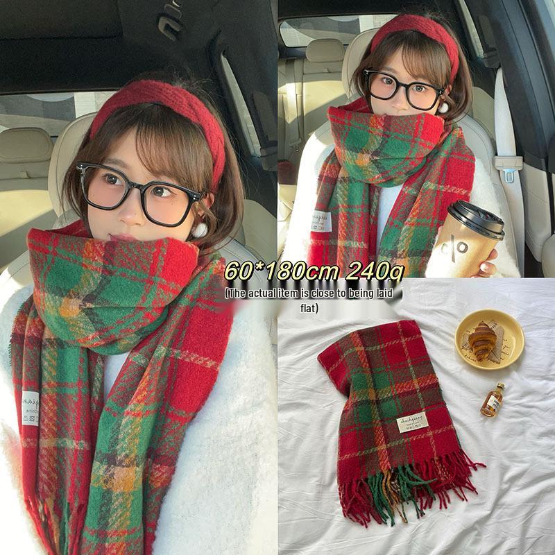Festive Collection: Red Scarves & Imitation Cashmere Shawls - Cozy Winter Gifts & Soft Neck Warmers