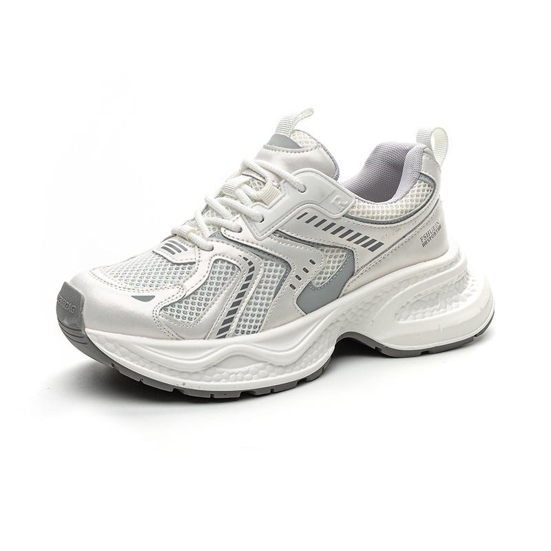 Dad shoes summer new leather ins trendy thick-soled mesh breathable casual sports shoes