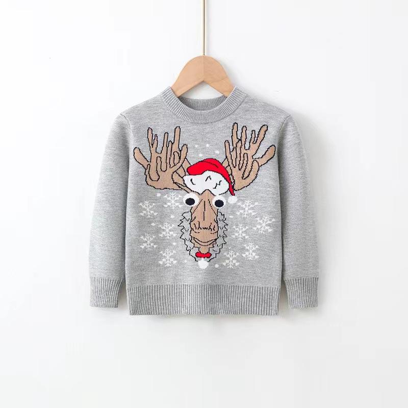 Christmas Boys Girls Sweater Party Pullover Cotton Clothes Kids Autumn Winter Knitwear Top