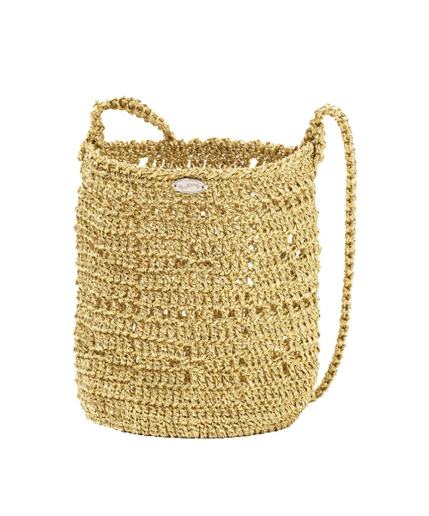 Slowslowly Lily Handmade Metallic Crochet Bucket Bag _ Gold