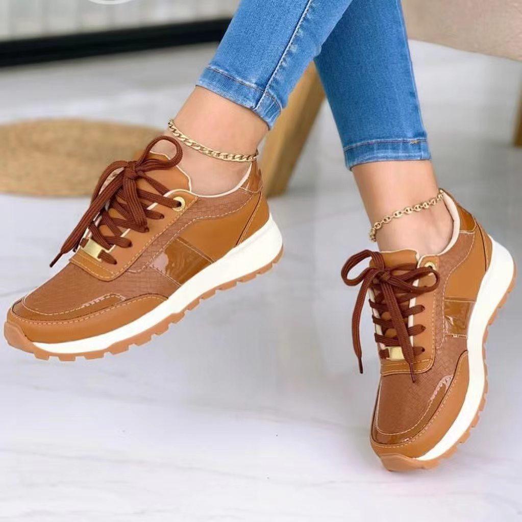 Fashion Ladies Casual Shoes Fashion Thick Soled Flat Heel Breathable Sports Sneakers Outdoor Walking Light Weight Shoes zapatillas