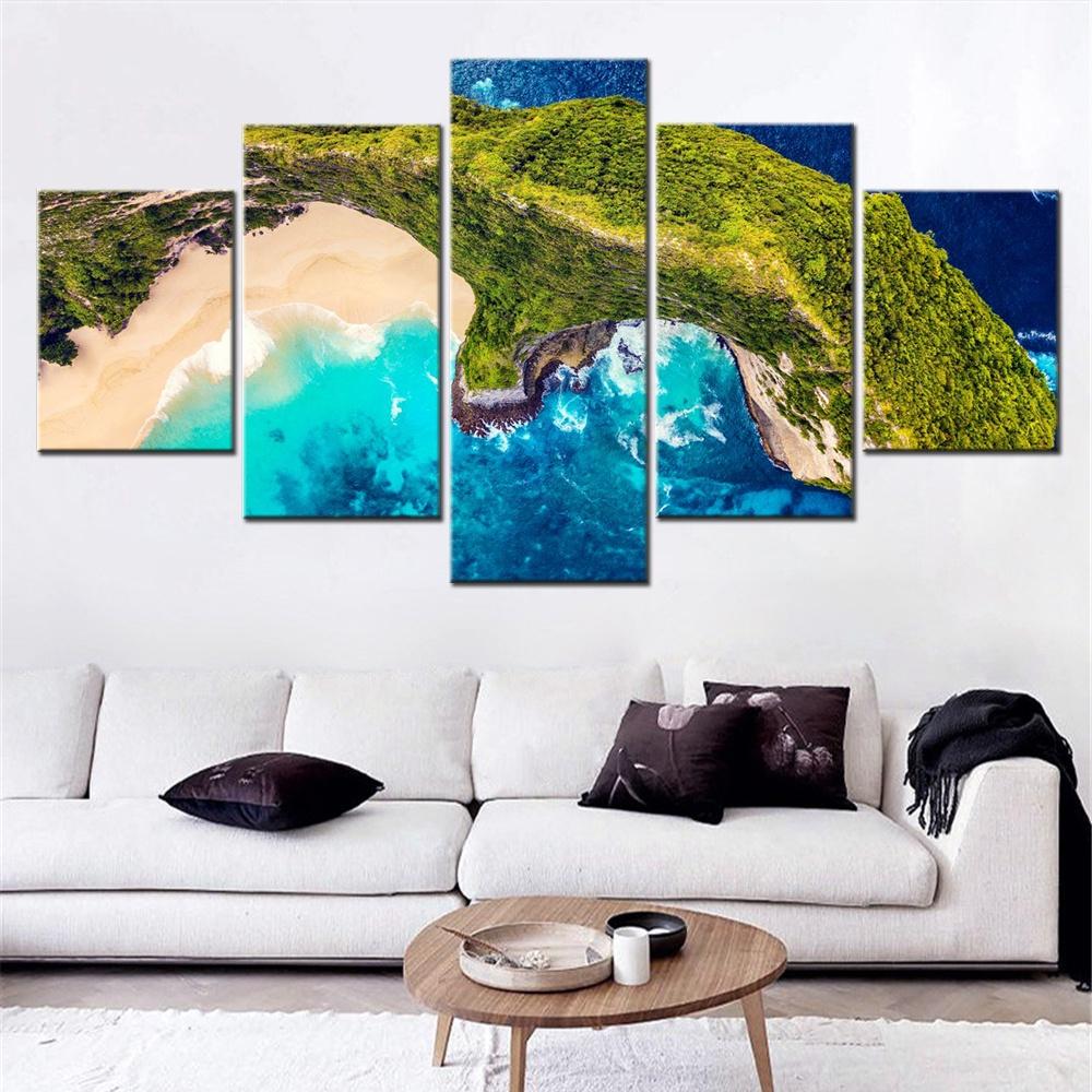 

5 Pieces Picture Canvas Print Nature Kelingking Beach Aerial View Wallpaper Modern Wall Art For Living Room Home Decoration 20x35 20x45 20x55cm