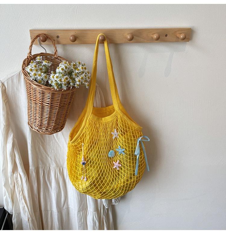 2025 Summer New Fashion Casual Women's Armpit Bag Women's Mesh Pocket Shoulder Tote Bag Beach Messenger Women's Bag