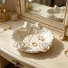 3D Printed Jewelry Tray Small Round Ring Holder Dish with Bow for Women Girls Floral Trinket Bowl Jewelry Organizer for Vanity Dresser Decor