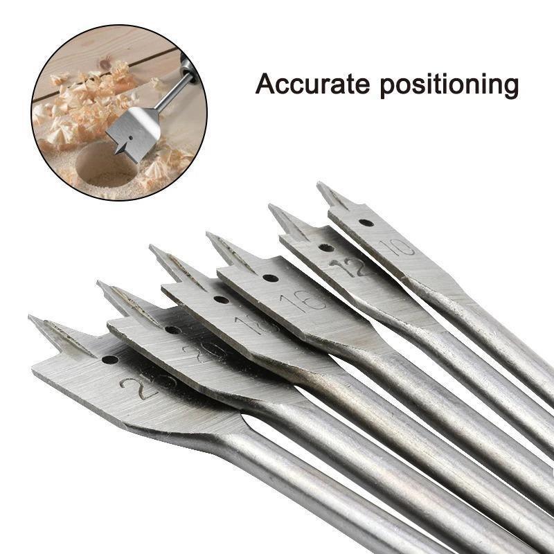 6pcs/1set Natural Color Three Pointed Flat Drill Hexagonal Handle Woodworking Hole Opener Wooden Board Drilling Bit Tool Set