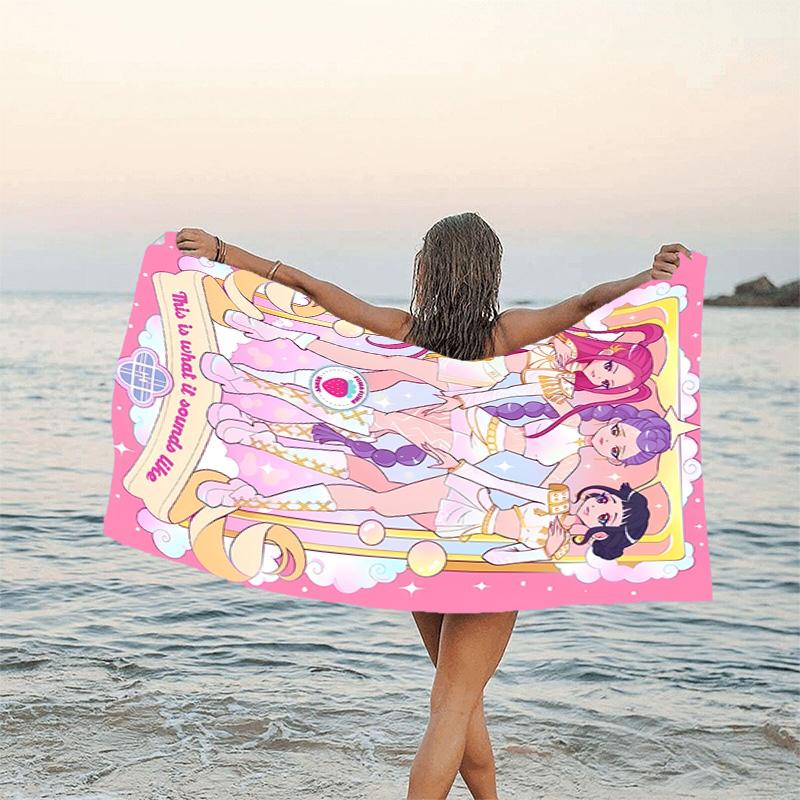 1pc KPop Demon Hunters10 Beach Towel, Beach and Seaside Swimming Pool Equipment, Fashion Pattern, Rectangular, Travel Essentials
