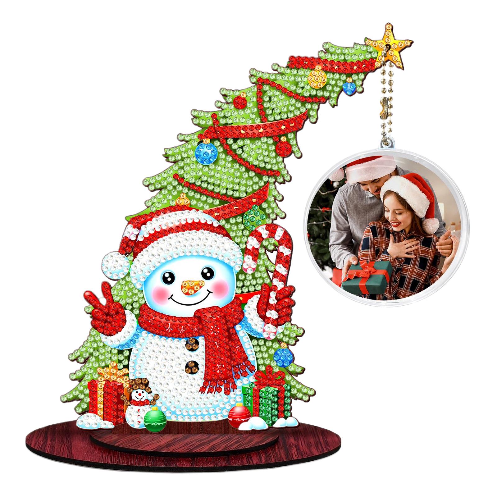 

DIY Photo Christmas Tree Decor 5D DIY Diamond Art Tabletop Decorations Wooden Diamond Painting Ornament Kits Gift for Friends