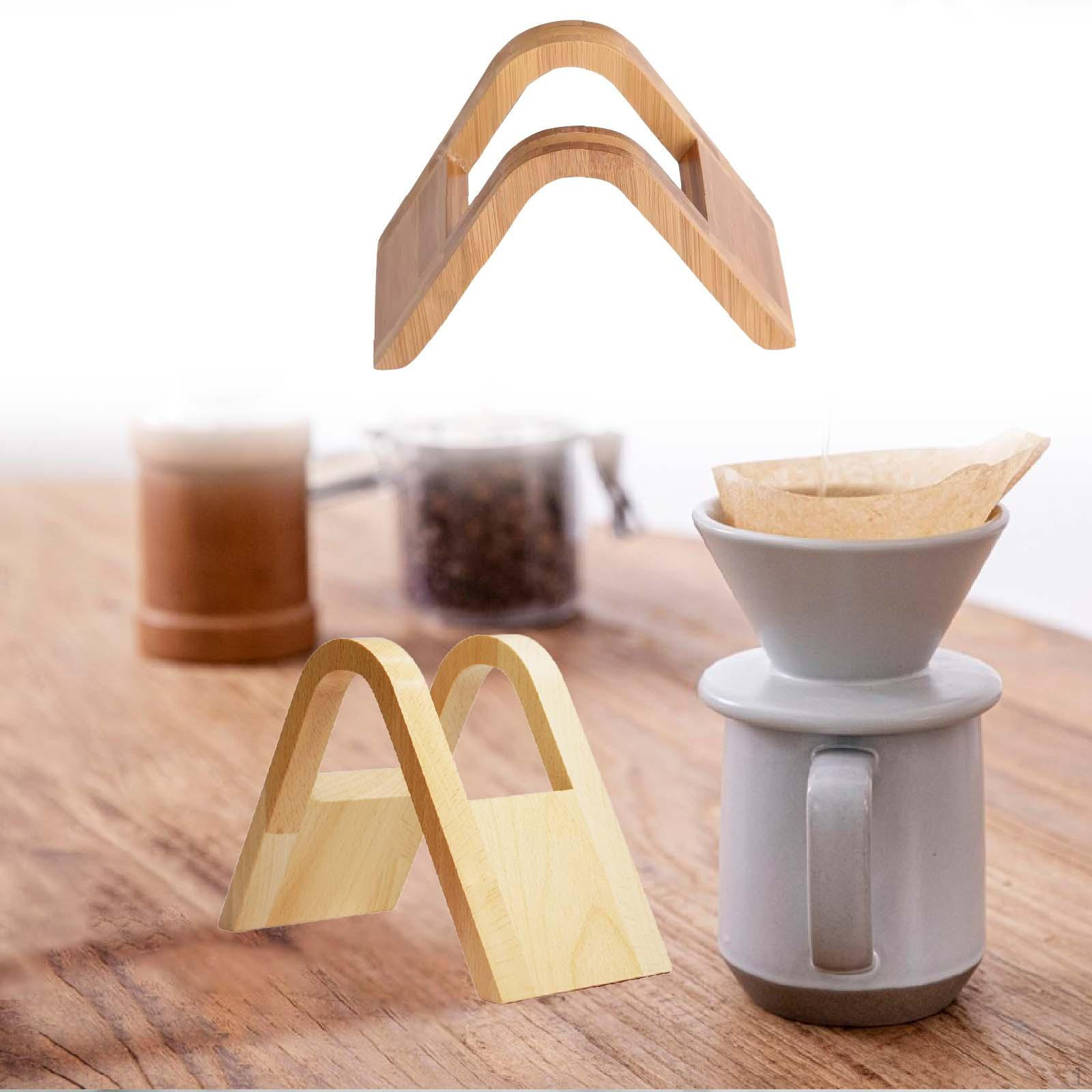 

Coffee Dispenser Holder Shelf, Wood Paper Storage Rack Stand, Decorative Filter for темно-коричневого кольору