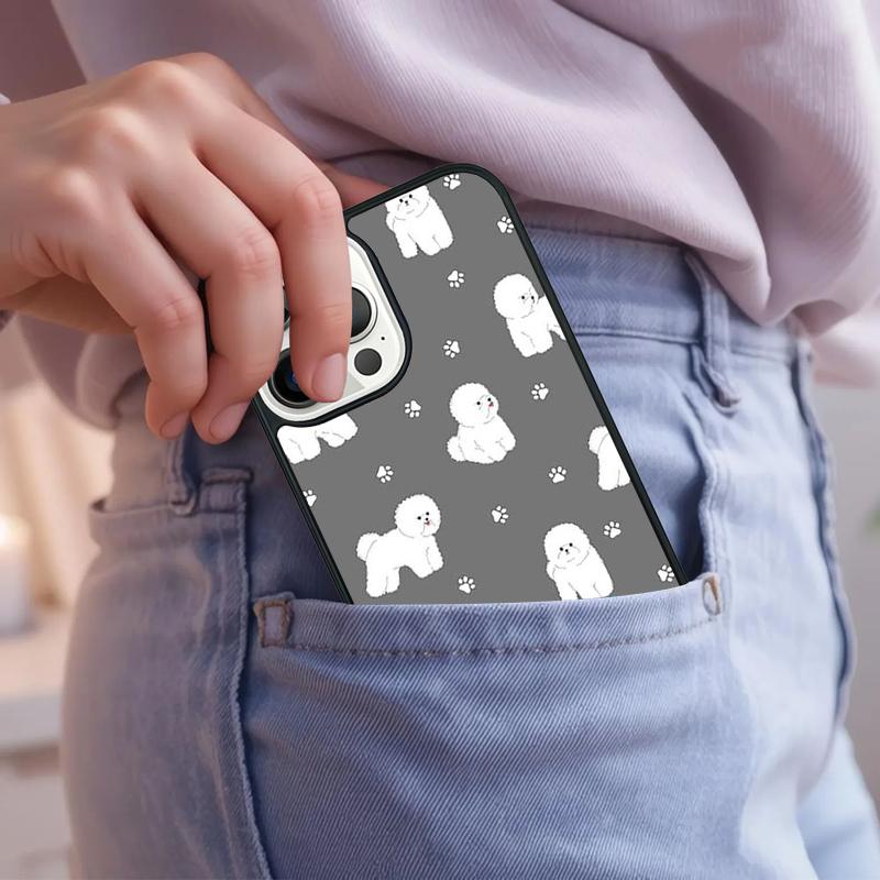 Cute Cartoon Bichon Frise Phone Case For iPhone 17 Air 15 16e 14 13 Pro Max Coque 12 11 Pro Max PLUS cover