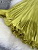 Wavy Edge Pleated Skirt High Waist Slimming Office Wear Versatile Long Dress for Women