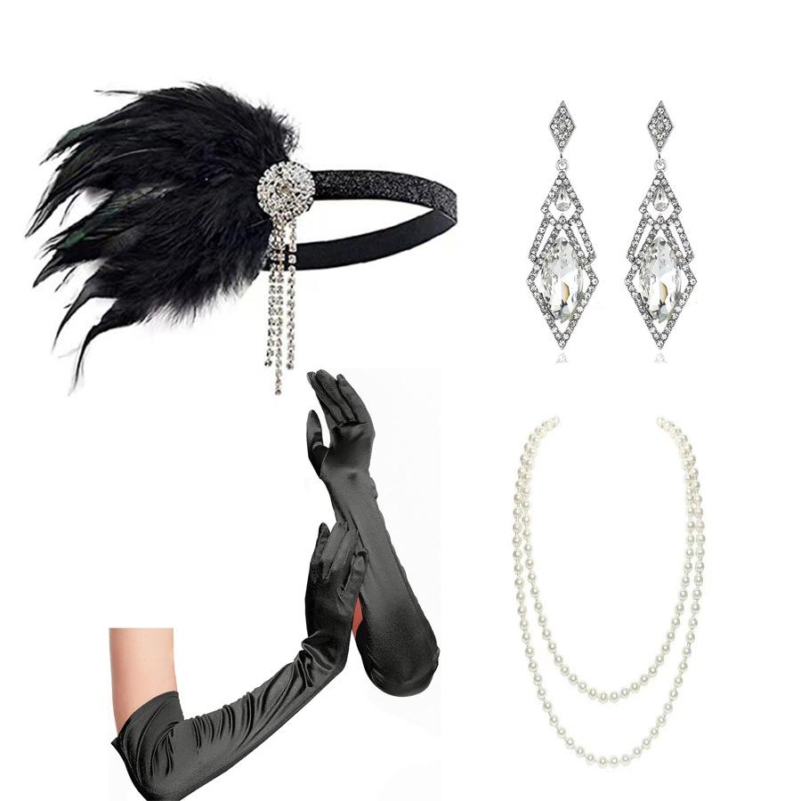 

1920-е годы вечеринка банкет темперамент длинный перьевой ободок с бахромой головной убор для выступлений женский комплект украшений из перьев ночь