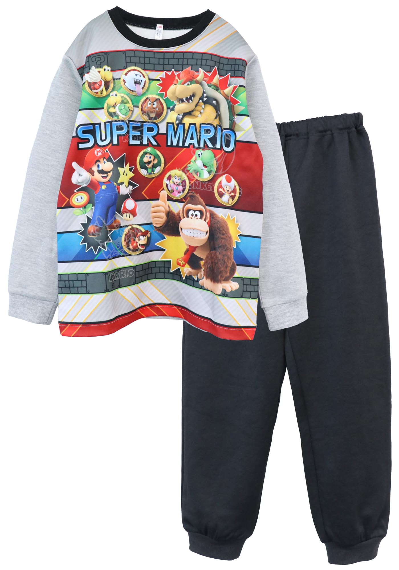 

Kaitak Family Super Mario Kids Light-Up Pajamas, Long Sleeves, Spring/Autumn, Sizes 110cm, 120cm, and 130cm (130cm, Gray)