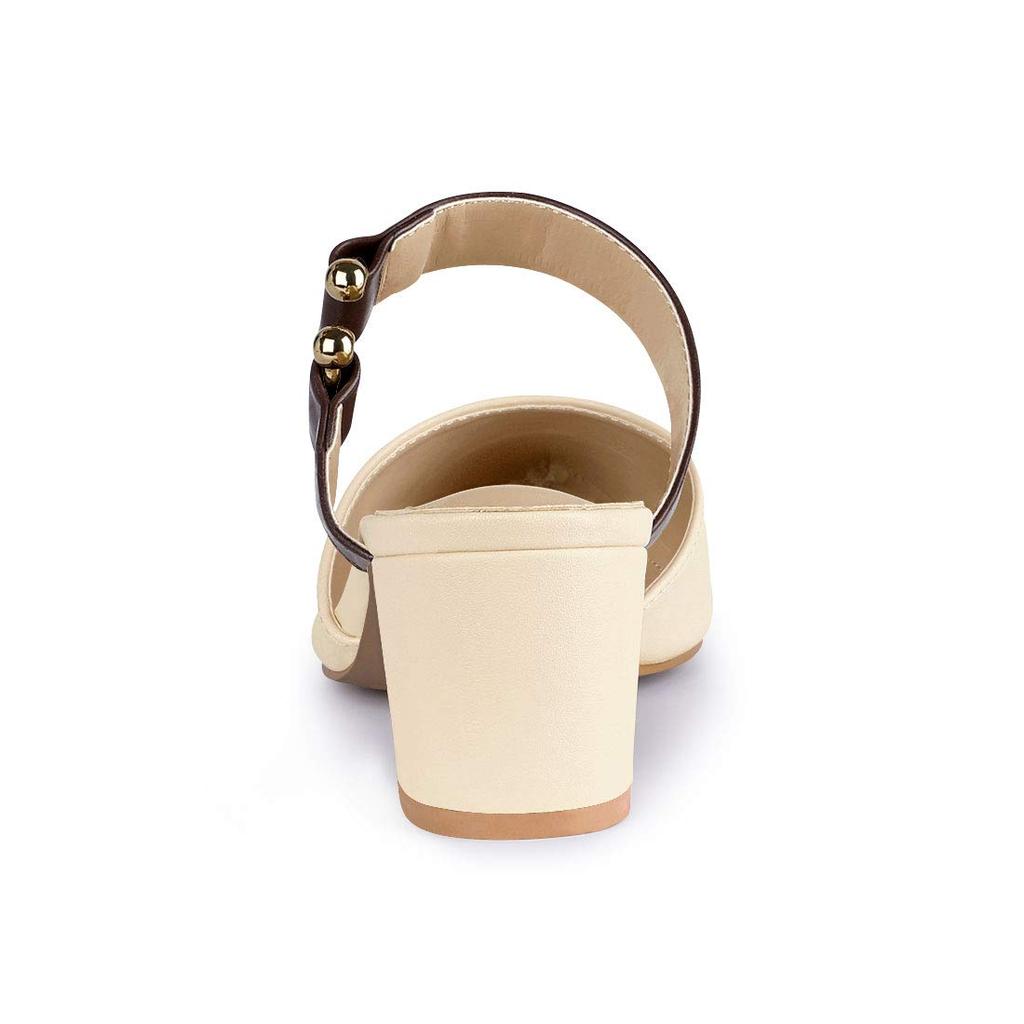 Allegra K Women's Chunky Heel Pointed Toe Mule Pumps, Beige and Pink, Size 24.0cm