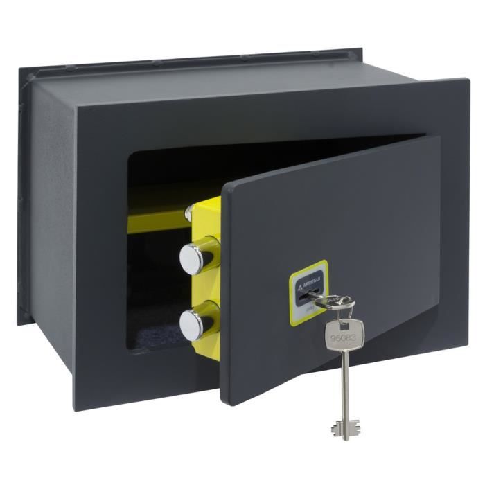 Arregui Ideal 10 281320 Coffre-fort à emmurer, haute sécurité 10mm, ouverture à clé, petit 23 x 35 x 20 cm, 10 L Gris foncé