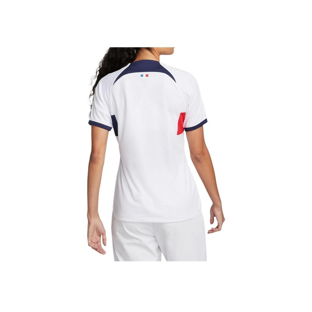 Nike 2023-2024 Paris Saint-Germain Sports Crew Neck Short Sleeve Football Shirt Women Tops White DX2734-101