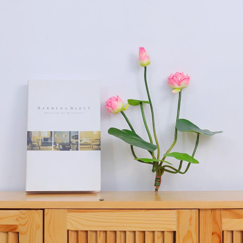 Artificial lotus lotus with lotus leaf Buddhist temple temple offering Buddha decorative flower fake flower plastic flower