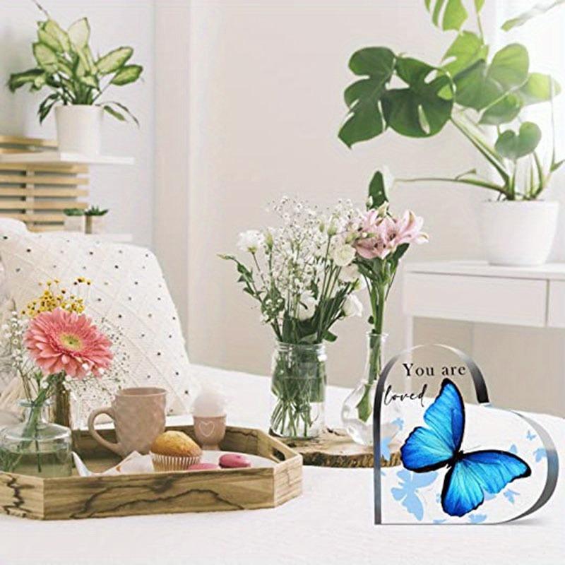 2D Flat, Acrylic Heart Plaque Creative Decoration Sign, Butterfly Pattern Design, Suitable for wall decoration, porch, room, villa, accents Home, Hall