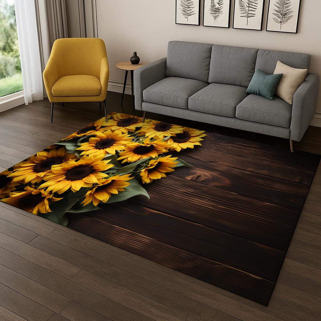Exquisite Daisy Sunflower Flower Carpet Rug for Home Bedroom Living Room Sofa Doormat Kitchen Decor,Kid Game Non-slip Area Rug