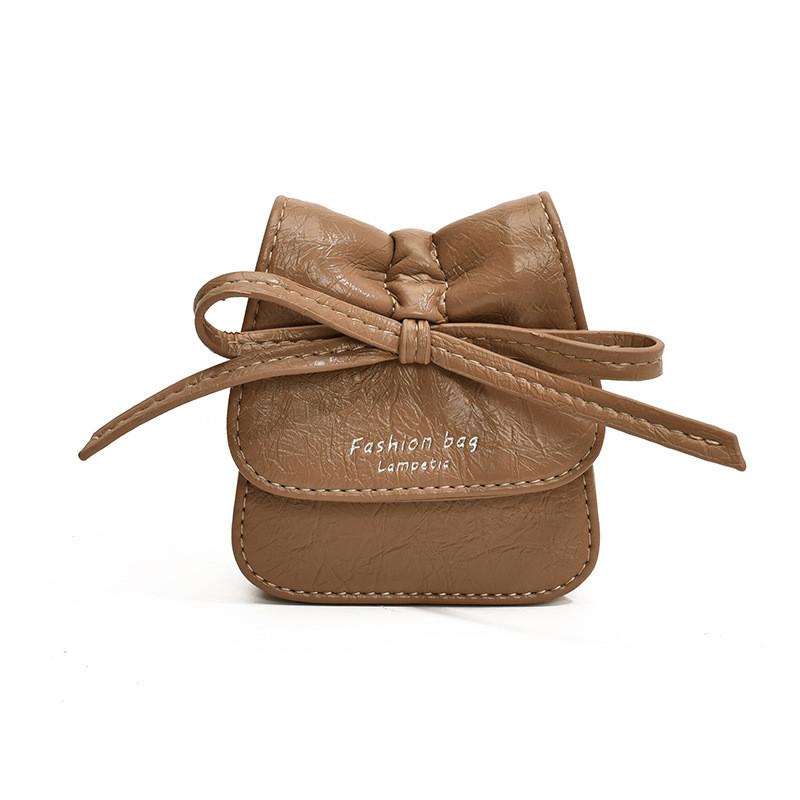 Adorable Korean Style Solid Color Girls Coin Purse With Cute Bow Fashionable Mini Chain Bag