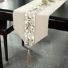 Chinese Style Floral Table Runner Washable Tea Table Cloth Embroidery Bed Flag  Hotel Decoration