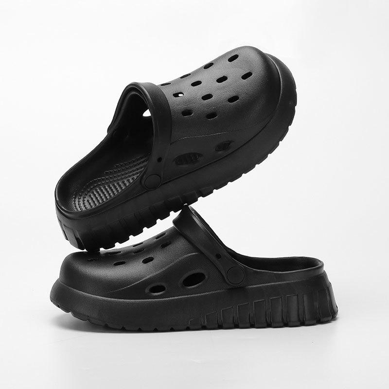 

2024 Новая летняя верхняя одежда для пар, сандалии и тапочки на толстой подошве, мужская и женская пляжная садовая обувь 44-45 чёрный