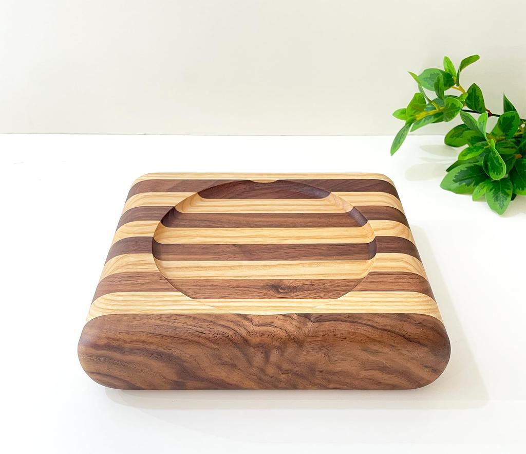 KATOMOKU Cat Walnut x White Table, 1-bowl, Ash, km-124ST (Feeding Stand)