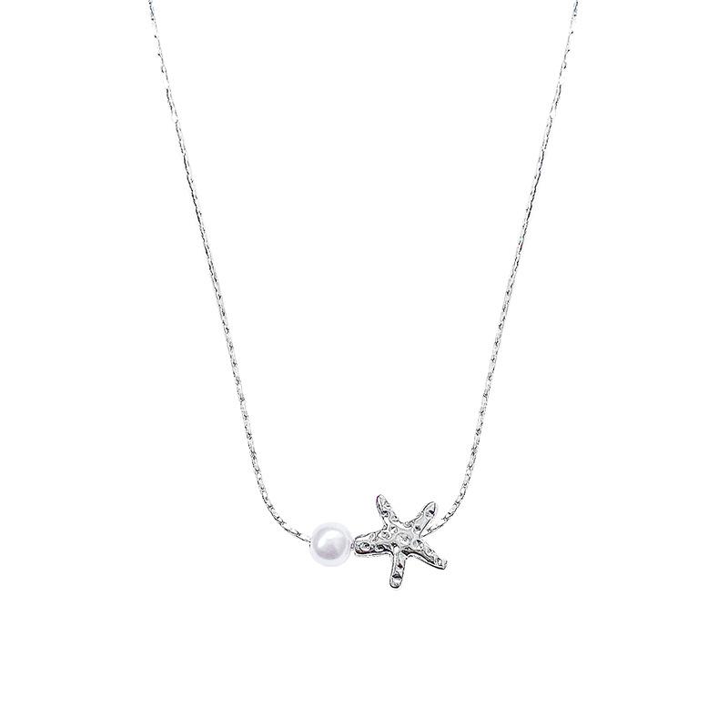 Simple Starfish Pearl Necklace Women's Unique Design Clavicle Chain