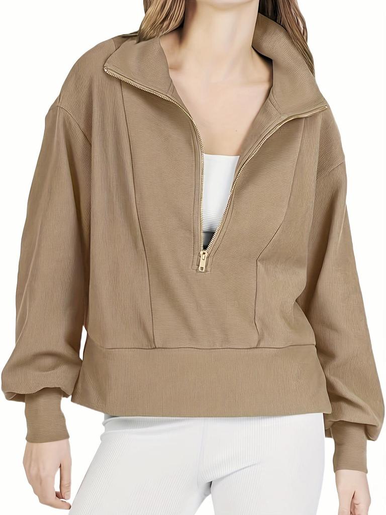 2025 Spring/Autumn Women's Casual Half-Zip Pullover Hoodie