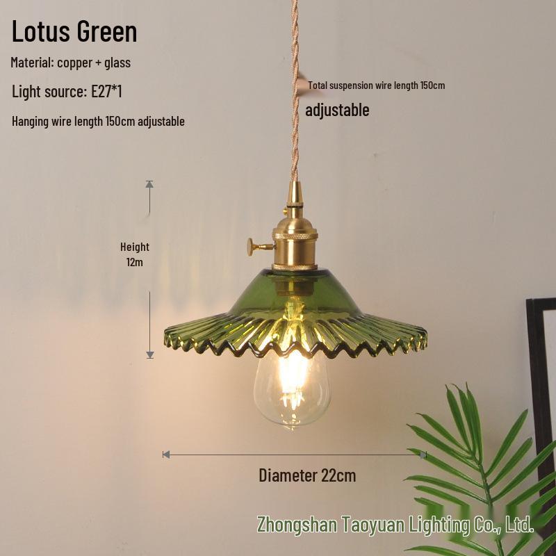

Nordic Retro Brass Glass Pendant Light - Ideal for Bar, Restaurant, Bedside, or Cafe. No Light Source