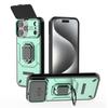 Slide Camera Lens Magnetic Bracket Case for iPhone 18 17 16 15 13 Pro Max 14 Plus Heavy Duty Shockproof Ring Stand Cover X0040