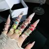 Chic Apple & Strawberry Enamel Ring for Women – Cute, Cool, Fashionable Student Accessory
