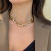European Exaggerated Large Thick Chain Metal Decor Short Clavicle Chain Flash Spliced Sweater Chain