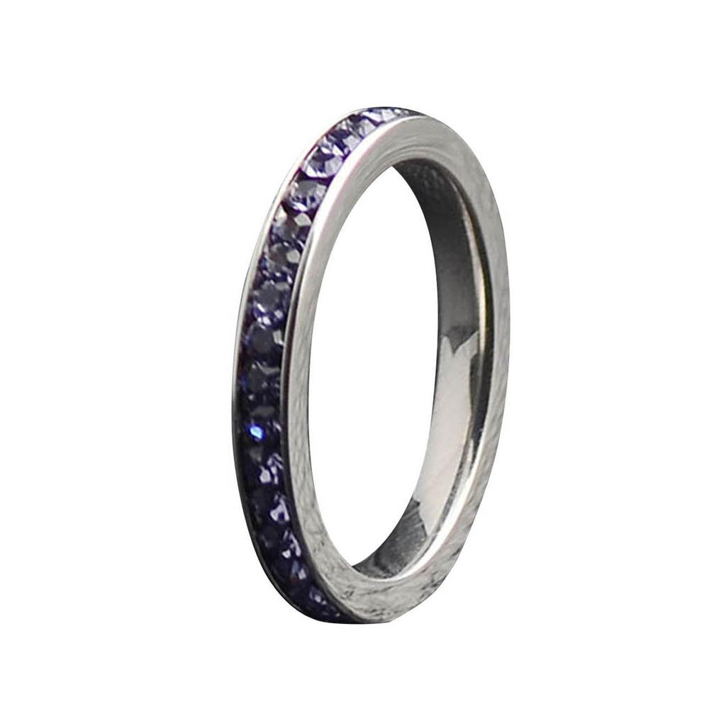 Stainless Steel Diamond Encrusted Birthstone Multicolored Ring Size 6 To 9