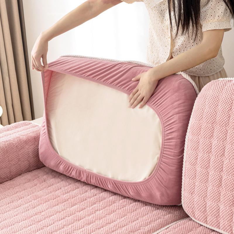 Sofa Sofa Høst og Vinter Fortykket Fleece Sklisikre Seteputer Fire Årstider Universell Stue Skinnsofa Trekk Håndkle